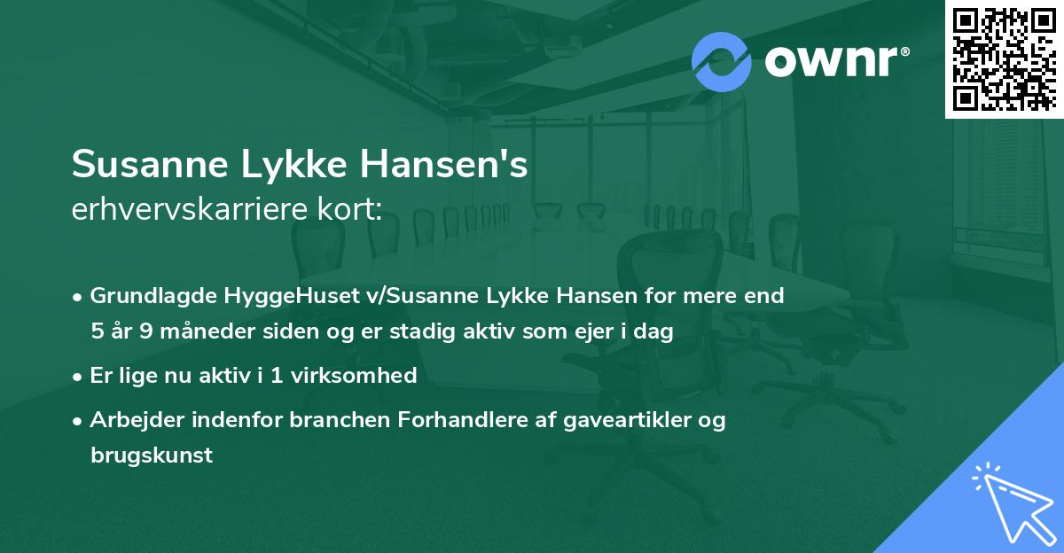 Susanne Lykke Hansen's erhvervskarriere kort