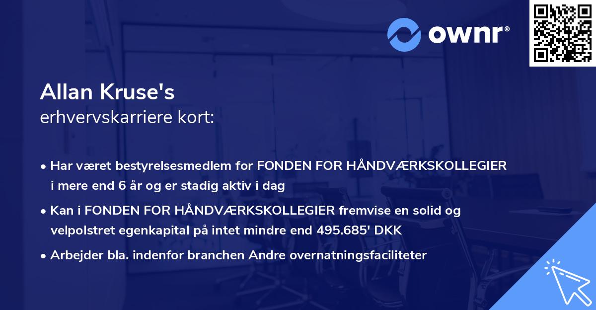 Allan Kruse's erhvervskarriere kort