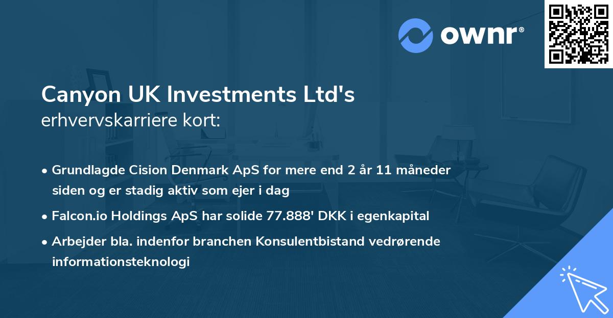 Canyon UK Investments Ltd's erhvervskarriere kort