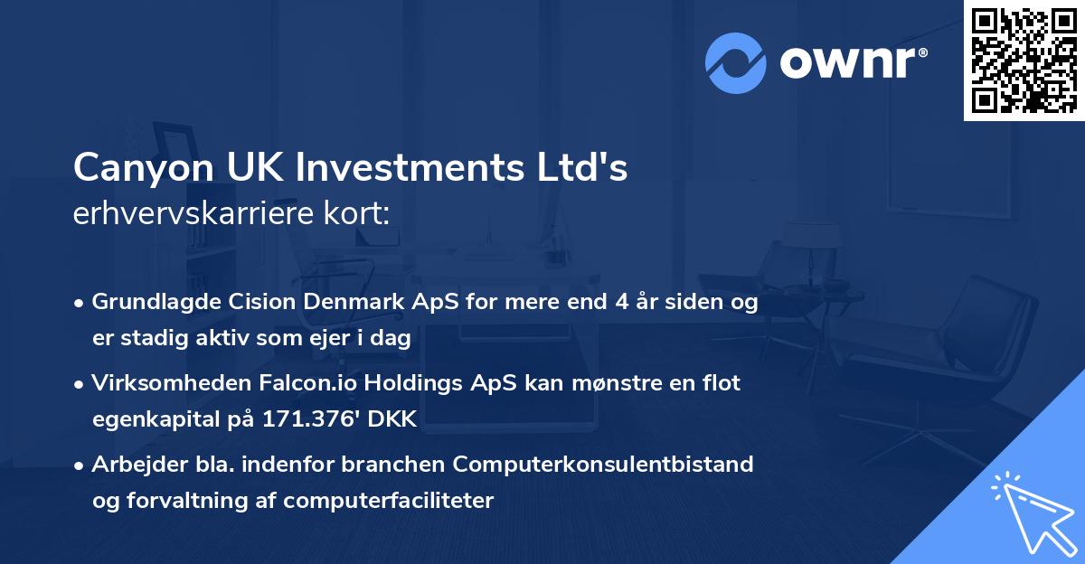 Canyon UK Investments Ltd's erhvervskarriere kort