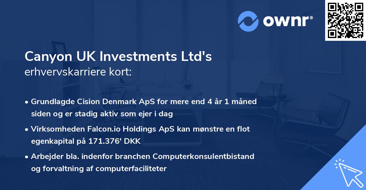 Canyon UK Investments Ltd's erhvervskarriere kort