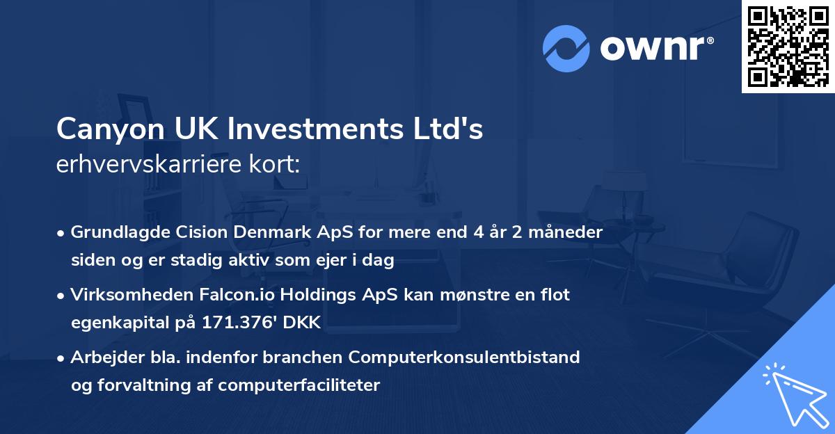 Canyon UK Investments Ltd's erhvervskarriere kort