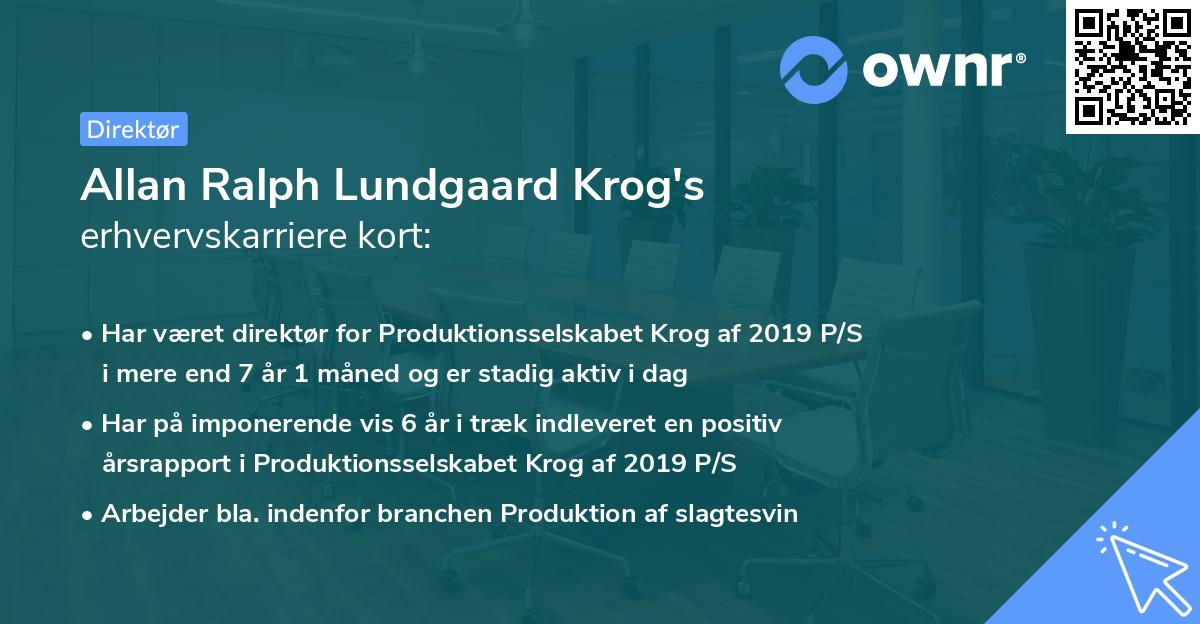 Allan Ralph Lundgaard Krog's erhvervskarriere kort