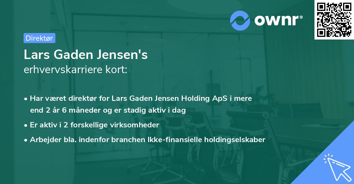 Lars Gaden Jensen's erhvervskarriere kort