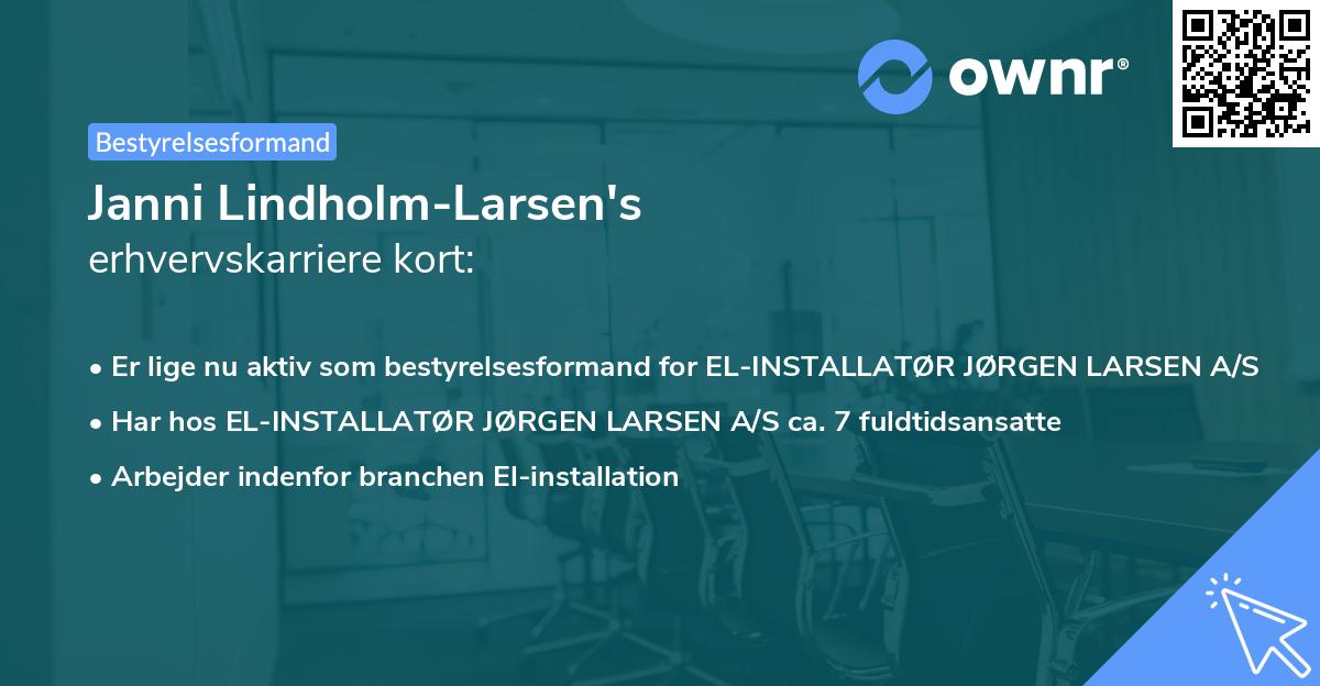 Janni Lindholm-Larsen's erhvervskarriere kort