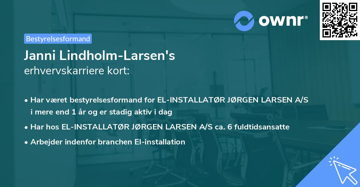 Janni Lindholm-Larsen's erhvervskarriere kort