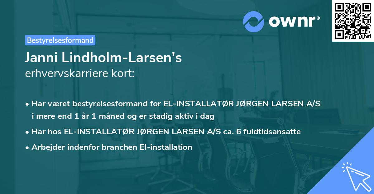 Janni Lindholm-Larsen's erhvervskarriere kort