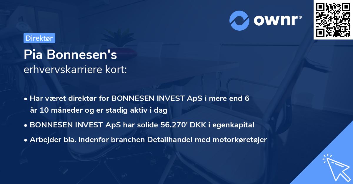 Pia Bonnesen's erhvervskarriere kort