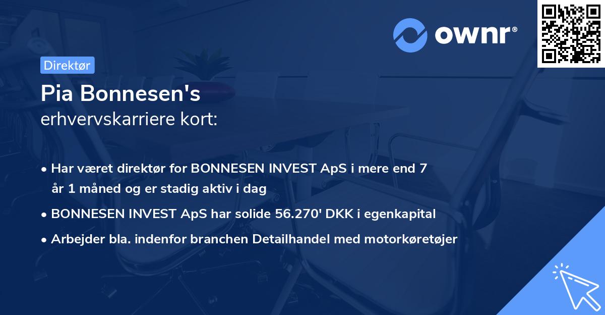 Pia Bonnesen's erhvervskarriere kort