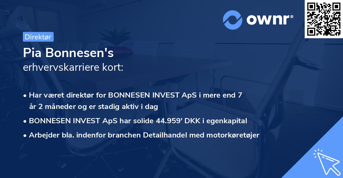 Pia Bonnesen's erhvervskarriere kort