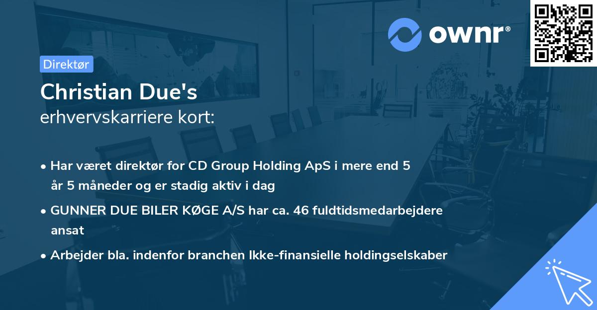 Christian Due's erhvervskarriere kort