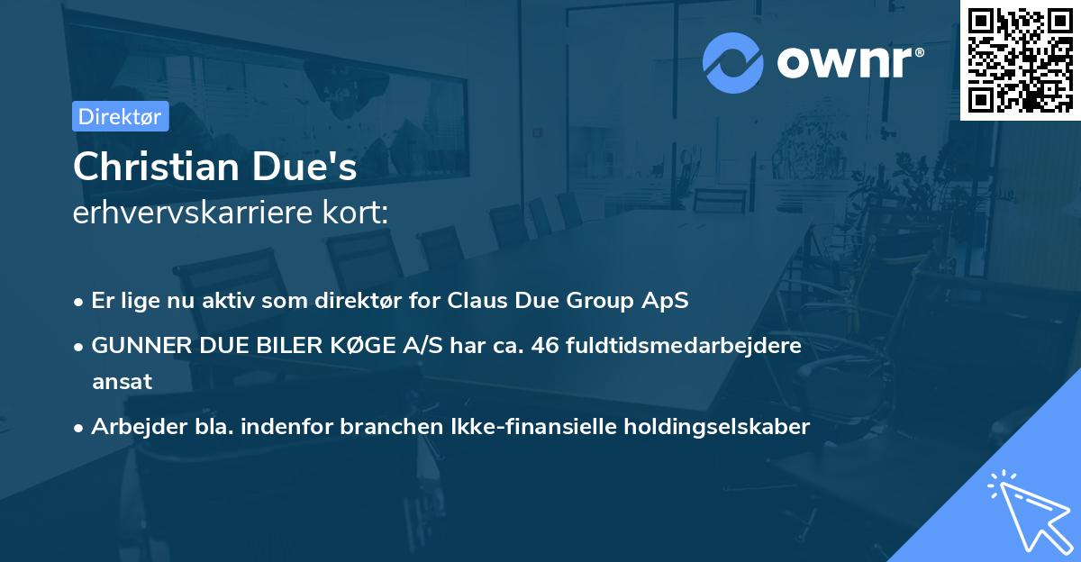 Christian Due's erhvervskarriere kort