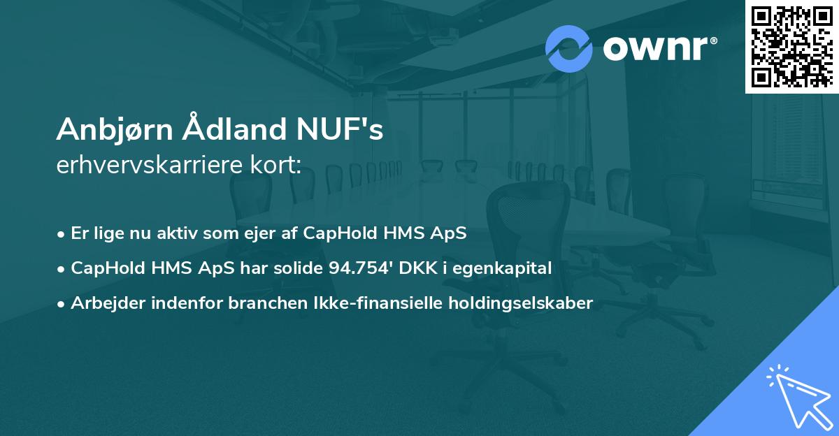 Anbjørn Ådland NUF's erhvervskarriere kort