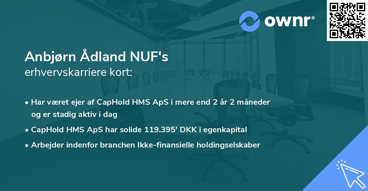 Anbjørn Ådland NUF's erhvervskarriere kort