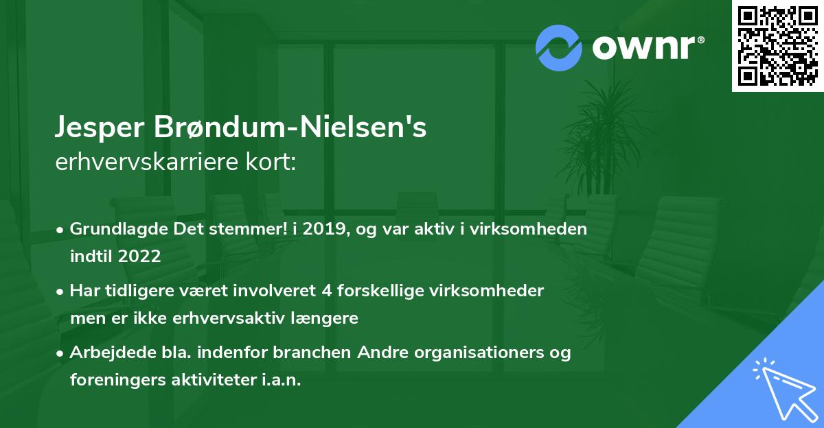 Jesper Brøndum-Nielsen's erhvervskarriere kort