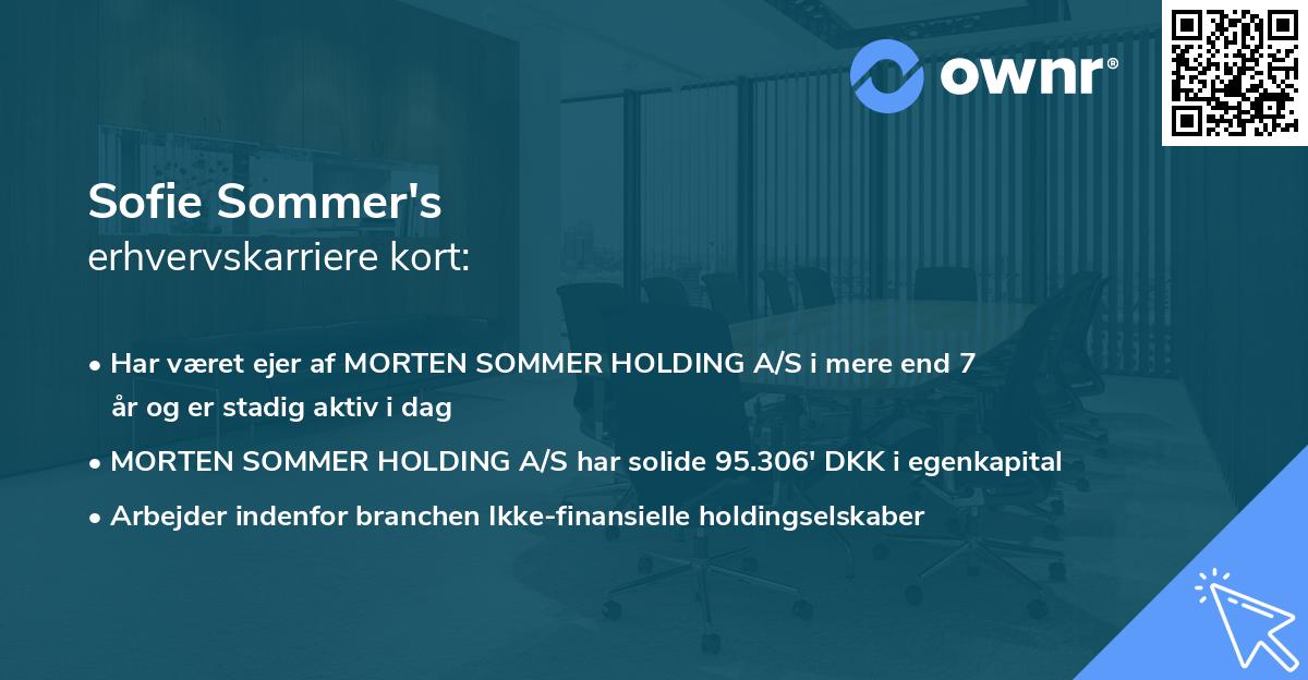 Sofie Sommer's erhvervskarriere kort