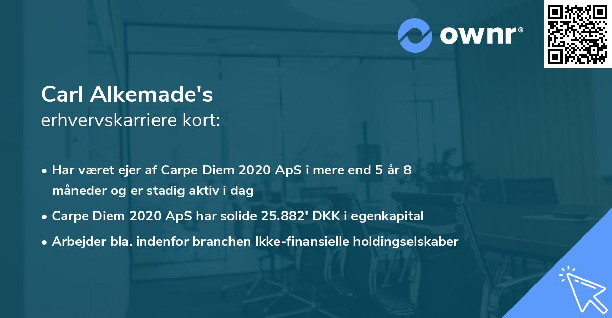 Carl Alkemade's erhvervskarriere kort