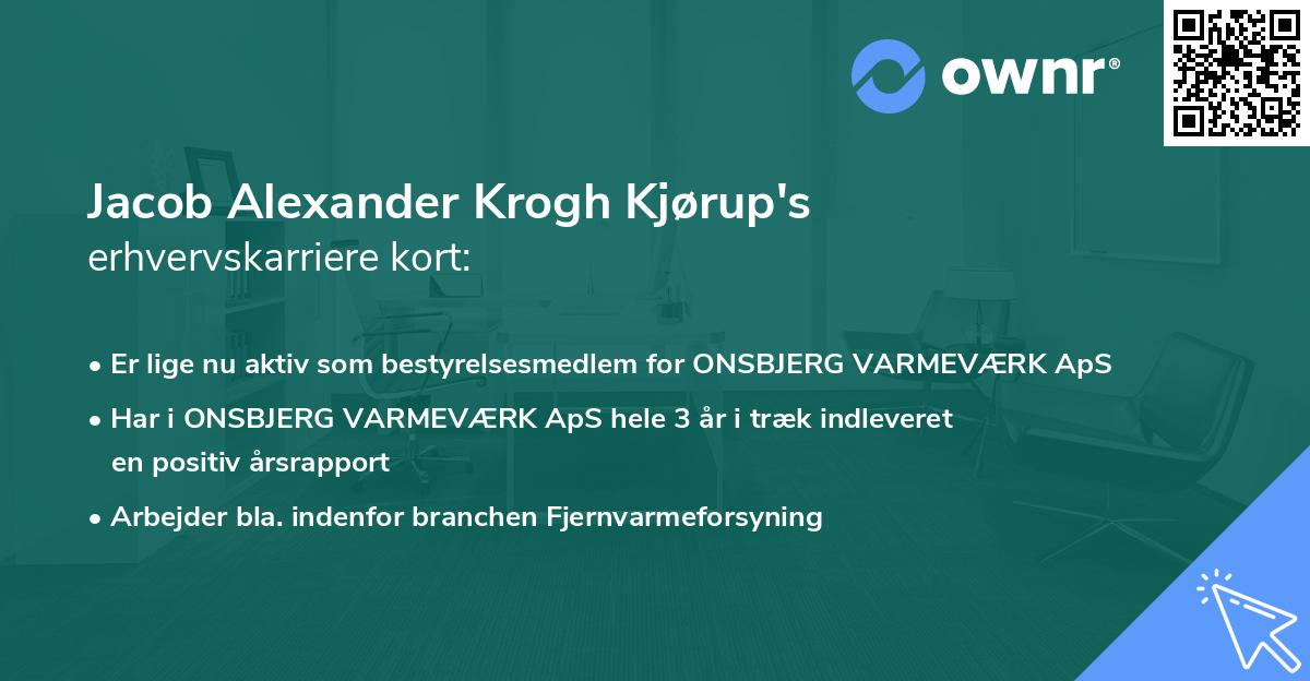 Jacob Alexander Krogh Kjørup's erhvervskarriere kort