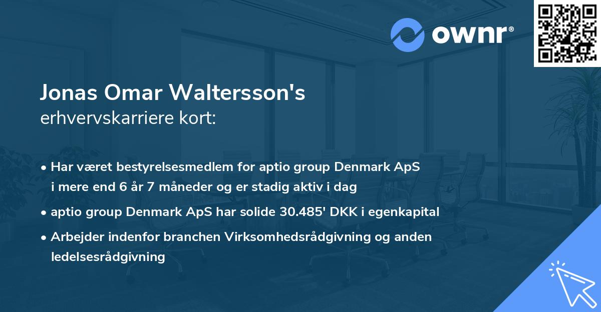 Jonas Omar Waltersson's erhvervskarriere kort