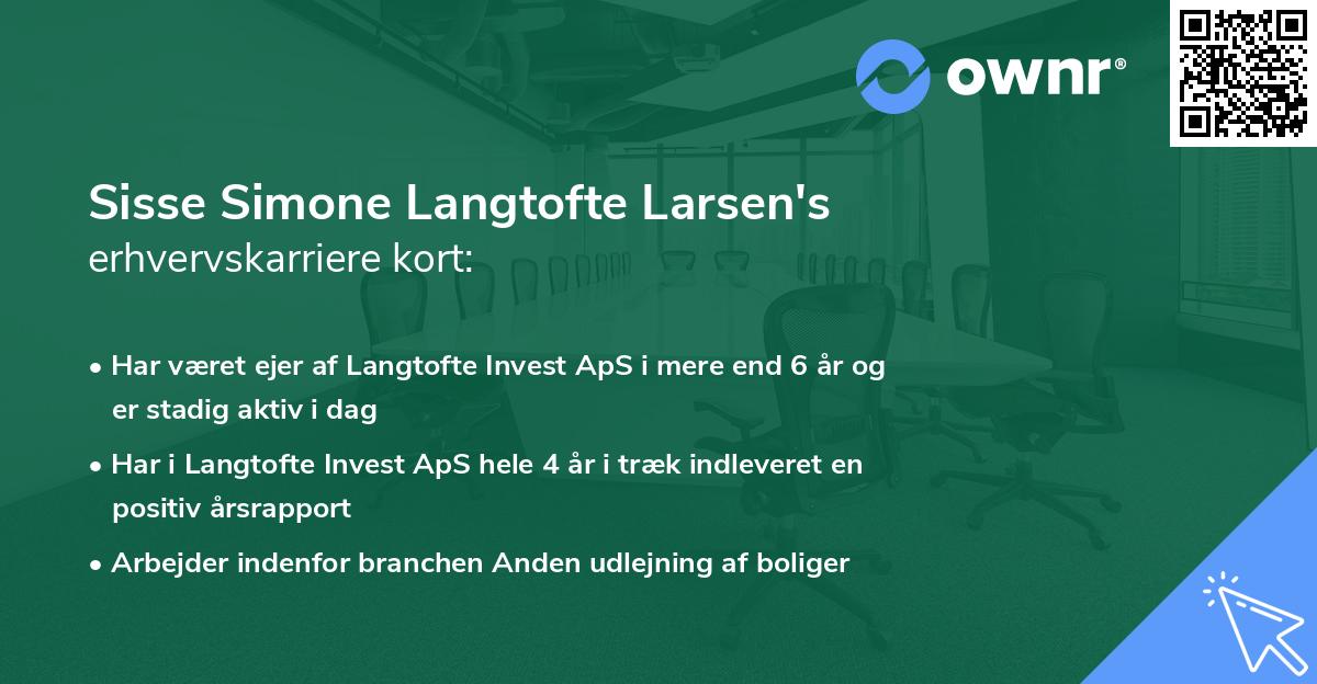 Sisse Simone Langtofte Larsen's erhvervskarriere kort