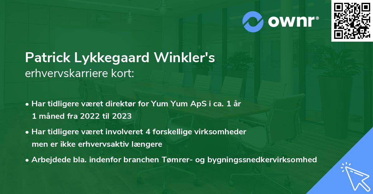 Patrick Lykkegaard Winkler's erhvervskarriere kort