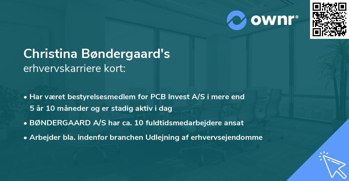 Christina Bøndergaard's erhvervskarriere kort