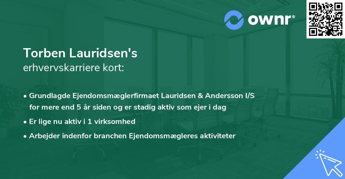 Torben Lauridsen's erhvervskarriere kort