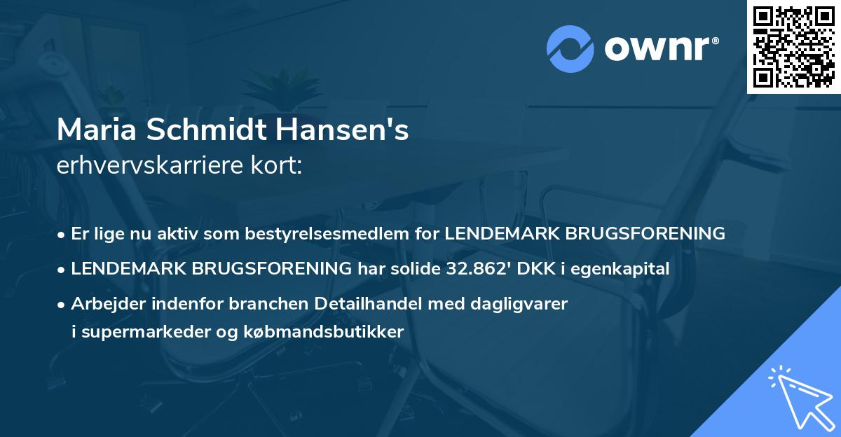 Maria Schmidt Hansen's erhvervskarriere kort