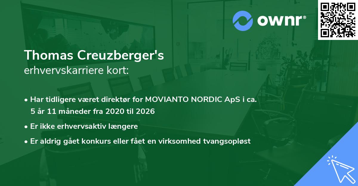 Thomas Creuzberger's erhvervskarriere kort