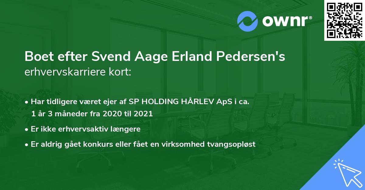 Boet efter Svend Aage Erland Pedersen's erhvervskarriere kort
