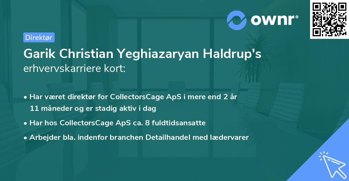 Garik Christian Yeghiazaryan Haldrup's erhvervskarriere kort