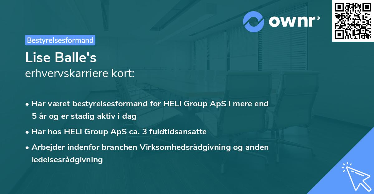 Lise Balle's erhvervskarriere kort
