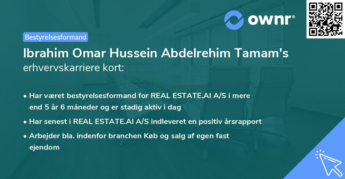 Ibrahim Omar Hussein Abdelrehim Tamam's erhvervskarriere kort