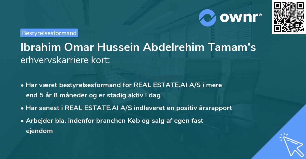 Ibrahim Omar Hussein Abdelrehim Tamam's erhvervskarriere kort