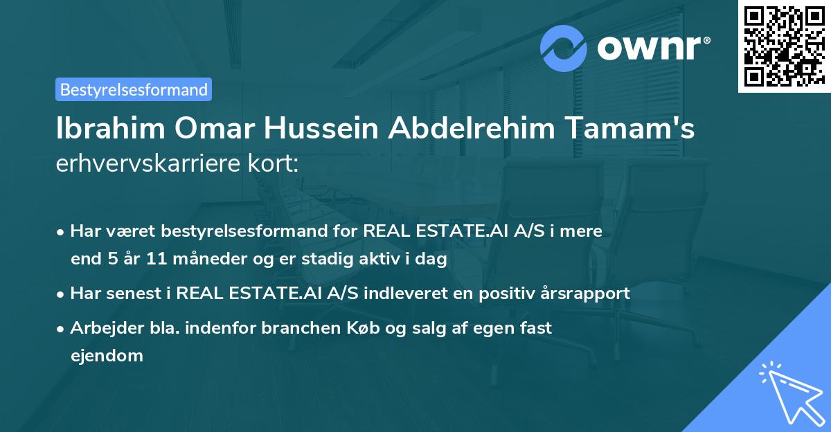 Ibrahim Omar Hussein Abdelrehim Tamam's erhvervskarriere kort