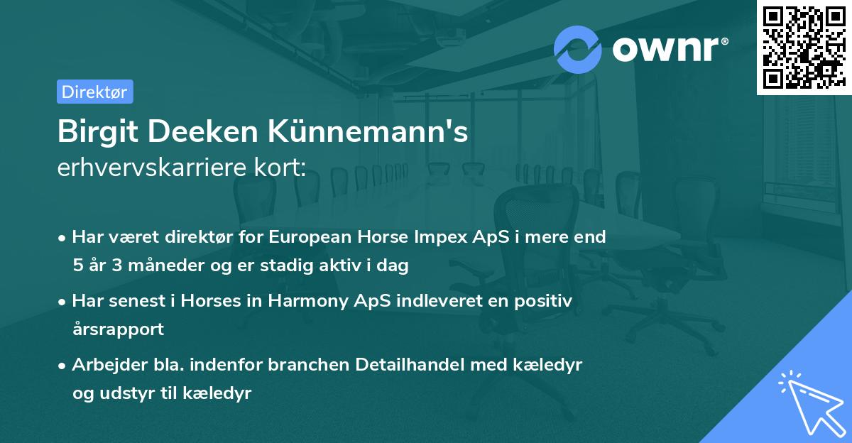 Birgit Deeken Künnemann's erhvervskarriere kort
