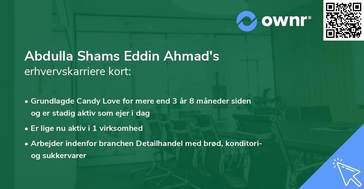 Abdulla Shams Eddin Ahmad's erhvervskarriere kort