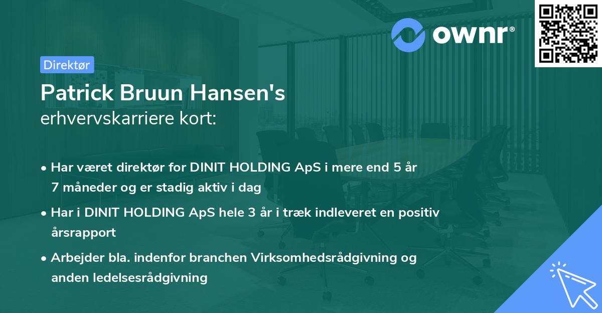 Patrick Bruun Hansen's erhvervskarriere kort