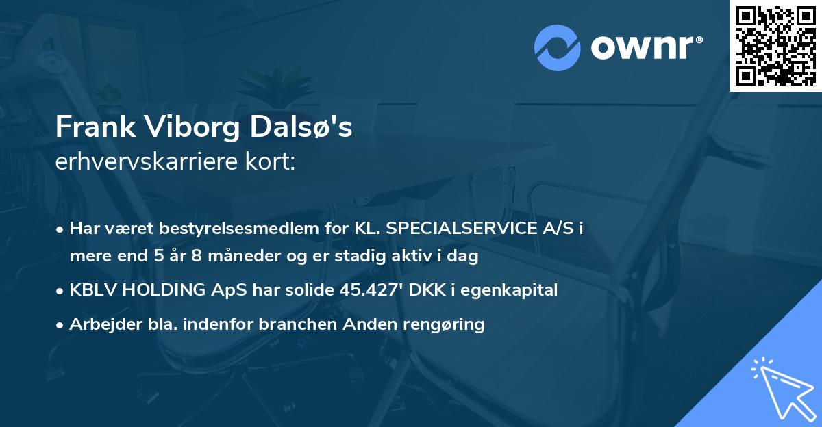 Frank Viborg Dalsø's erhvervskarriere kort