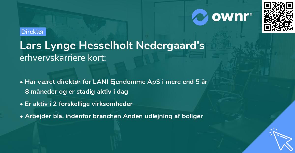 Lars Lynge Hesselholt Nedergaard's erhvervskarriere kort