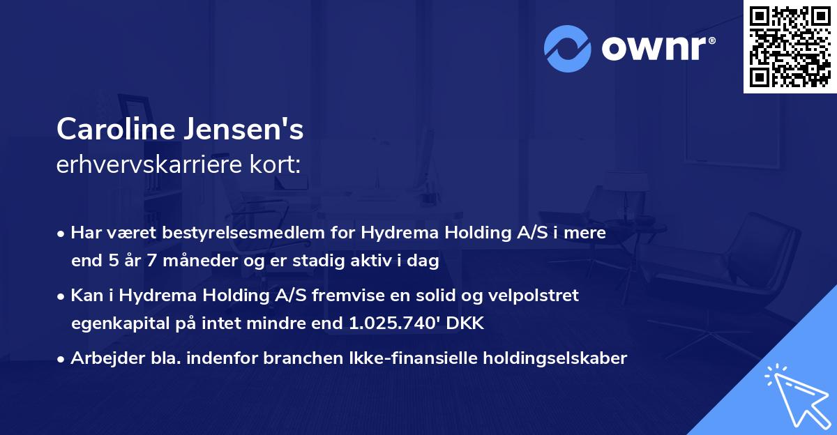 Caroline Jensen's erhvervskarriere kort