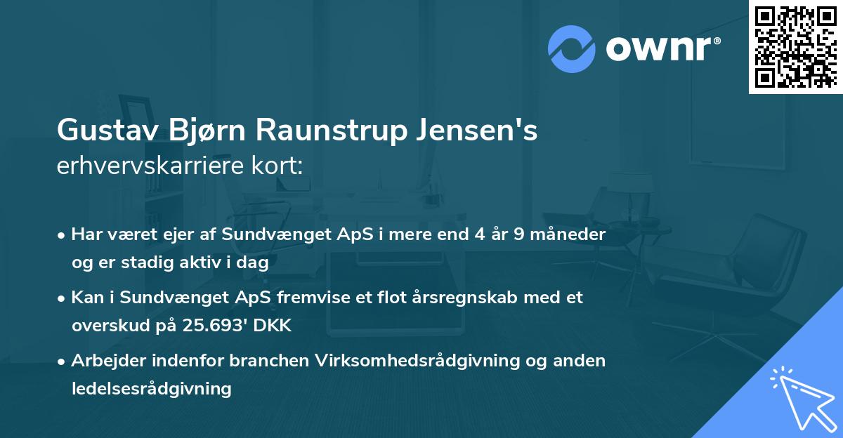 Gustav Bjørn Raunstrup Jensen's erhvervskarriere kort