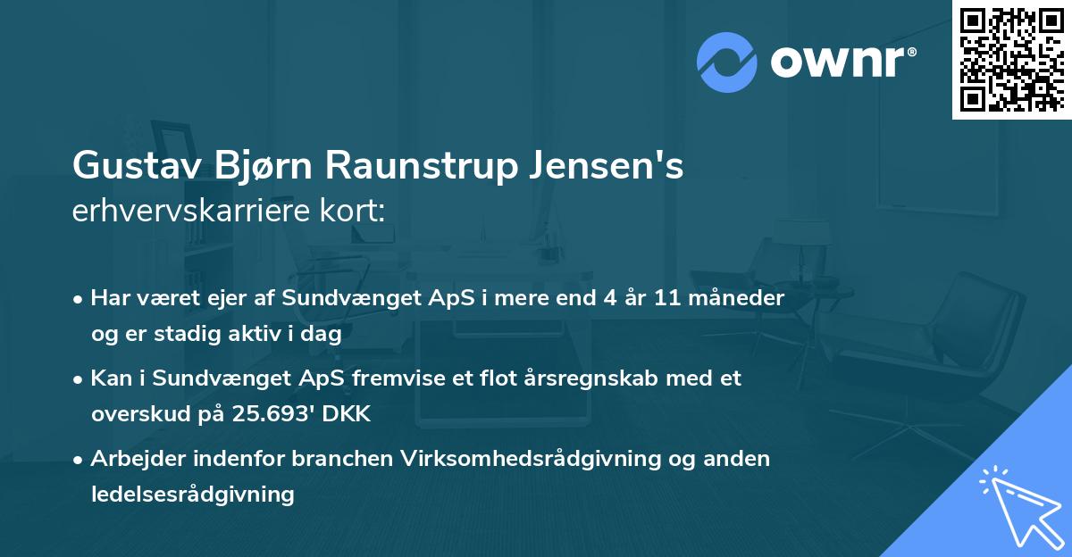 Gustav Bjørn Raunstrup Jensen's erhvervskarriere kort