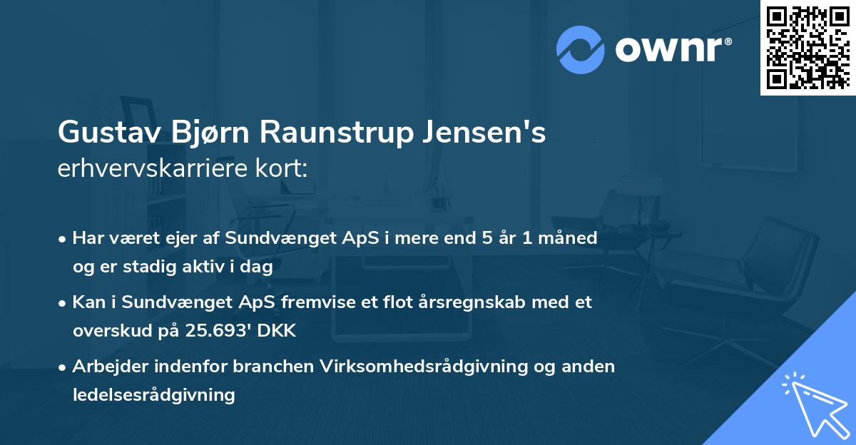 Gustav Bjørn Raunstrup Jensen's erhvervskarriere kort