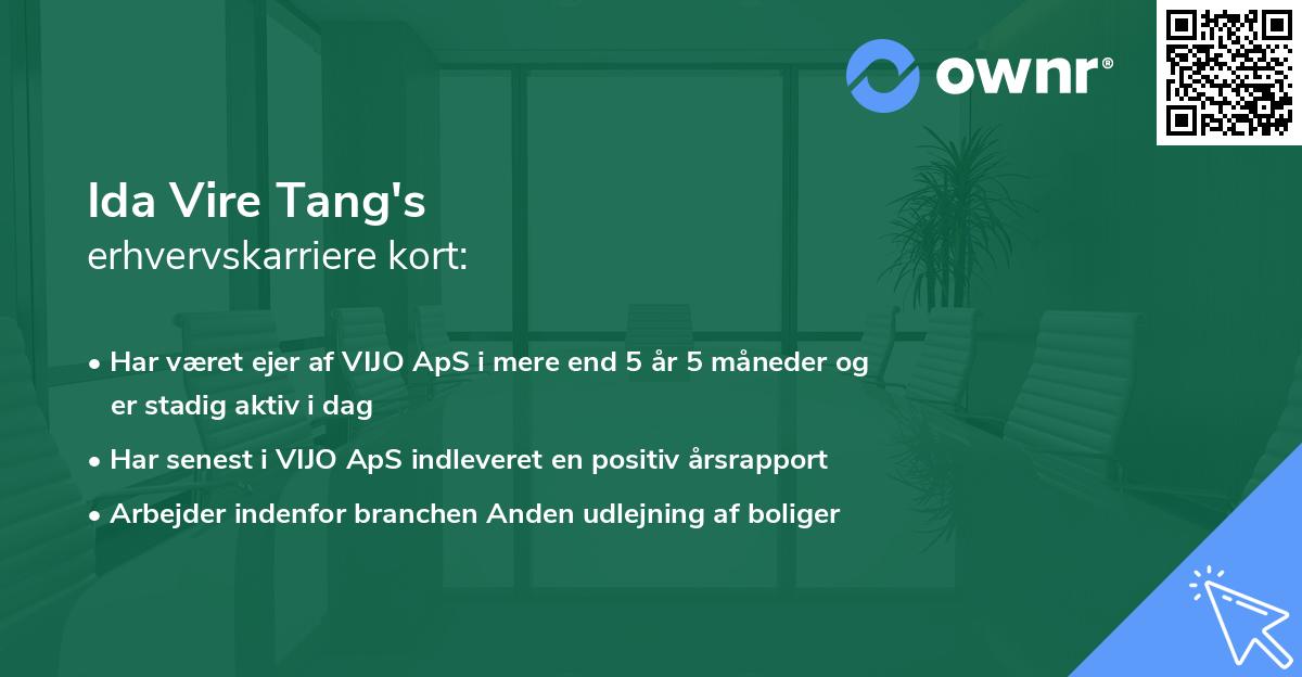 Ida Vire Tang's erhvervskarriere kort