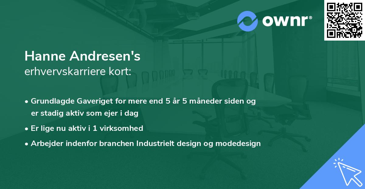 Hanne Andresen's erhvervskarriere kort