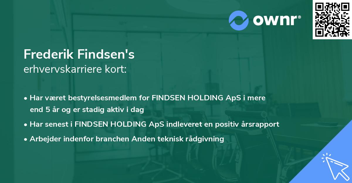 Frederik Findsen's erhvervskarriere kort