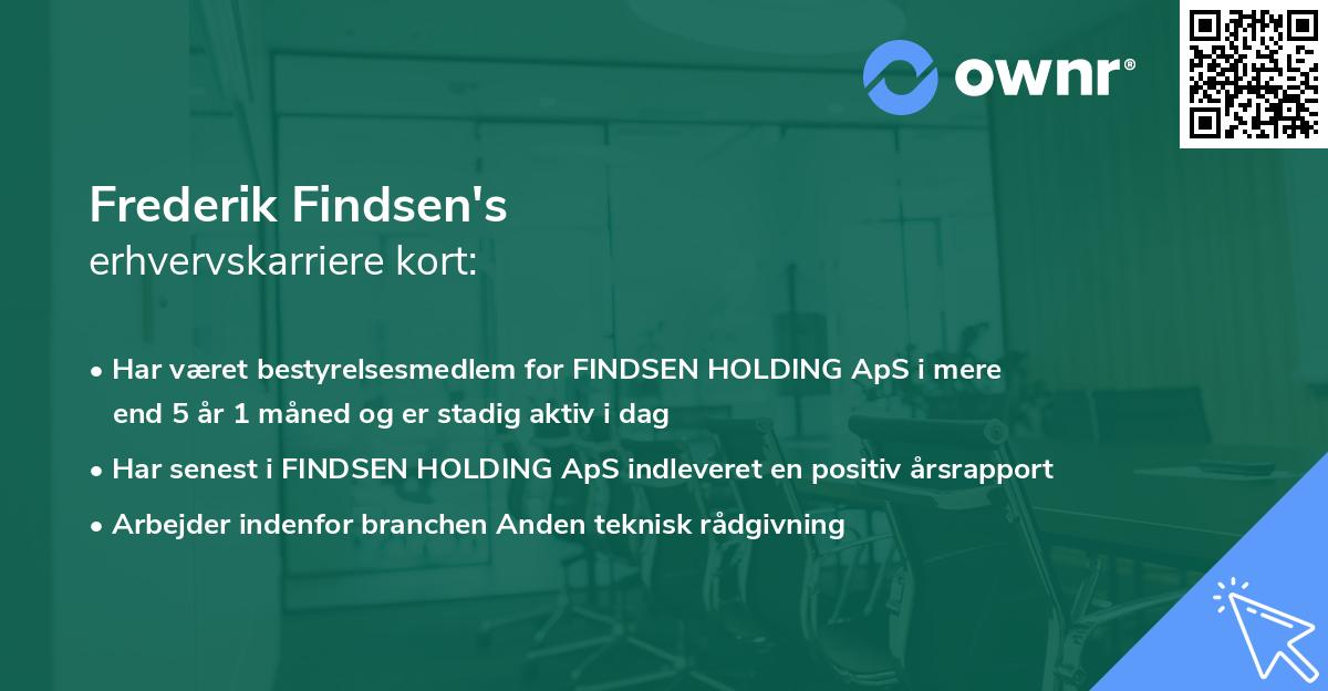 Frederik Findsen's erhvervskarriere kort