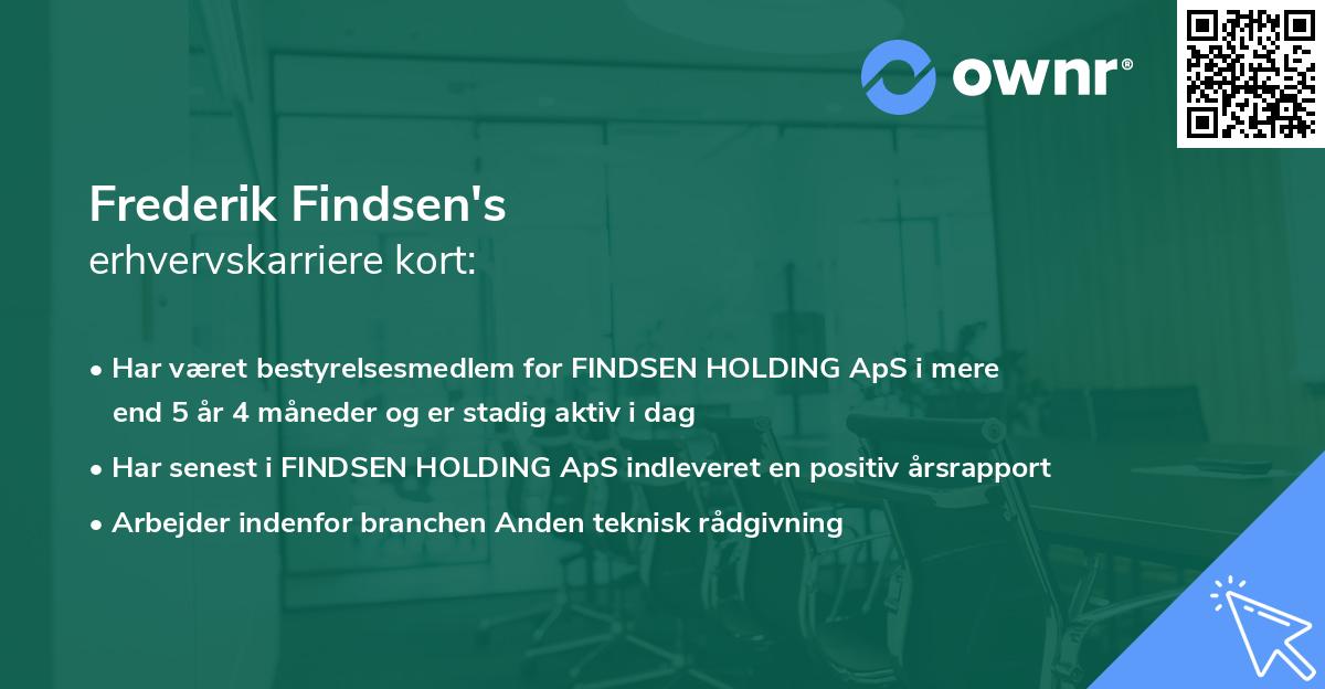 Frederik Findsen's erhvervskarriere kort