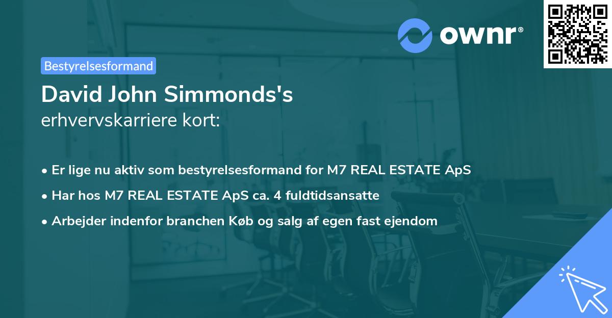 David John Simmonds's erhvervskarriere kort